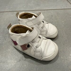 Old Soles White and Pink Baby Shoes with Velcro